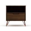 Manhattan Comfort Rockefeller 1-Drawer Wood Nightstand in Brown (Set of 2)