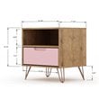 Manhattan Comfort Rockefeller 1-Drawer Wood Nightstand in Pink (Set of 2)