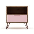 Manhattan Comfort Rockefeller 1-Drawer Wood Nightstand in Pink (Set of 2)