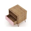 Manhattan Comfort Rockefeller 1-Drawer Wood Nightstand in Pink (Set of 2)