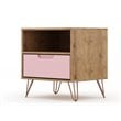 Manhattan Comfort Rockefeller 1-Drawer Wood Nightstand in Pink (Set of 2)