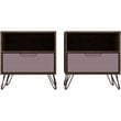 Manhattan Comfort Rockefeller 1-Drawer Wood Nightstand in Pink (Set of 2)