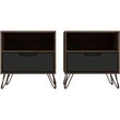 Manhattan Comfort Rockefeller 1-Drawer Wood Nightstand in Gray (Set of 2)