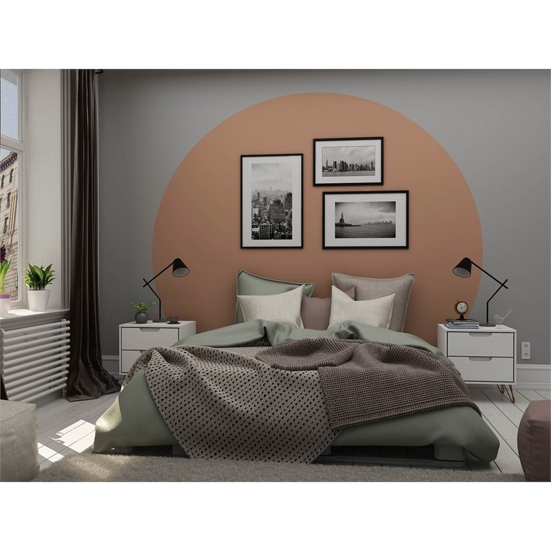 Manhattan Comfort Rockefeller 2-Drawer Wood Nightstand in White (Set of 2)