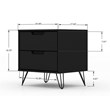 Manhattan Comfort Rockefeller 2-Drawer Wood Nightstand in Black (Set of 2)