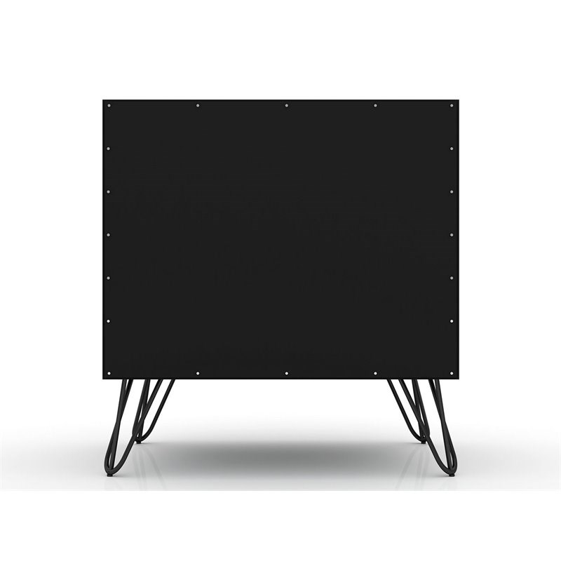 Manhattan Comfort Rockefeller 2-Drawer Wood Nightstand in Black (Set of 2)