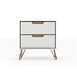 Manhattan Comfort Rockefeller 2-Drawer Wood Nightstand in Off White (Set of 2)