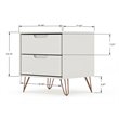 Manhattan Comfort Rockefeller 2-Drawer Wood Nightstand in Off White (Set of 2)