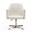 Manhattan Comfort Pelo Faux Leather Height Adjustable Accent Chair in White