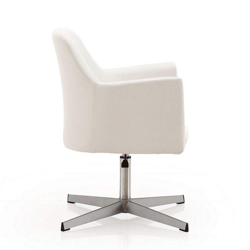 Manhattan Comfort Pelo Faux Leather Height Adjustable Accent Chair in White