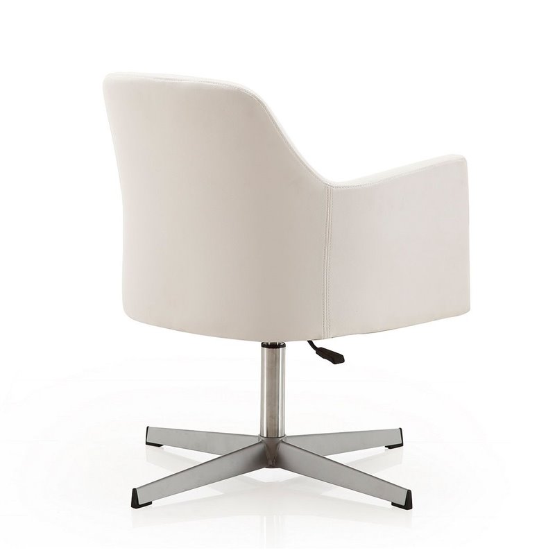 Manhattan Comfort Pelo Faux Leather Height Adjustable Accent Chair in White
