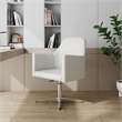 Manhattan Comfort Pelo Faux Leather Height Adjustable Accent Chair in White