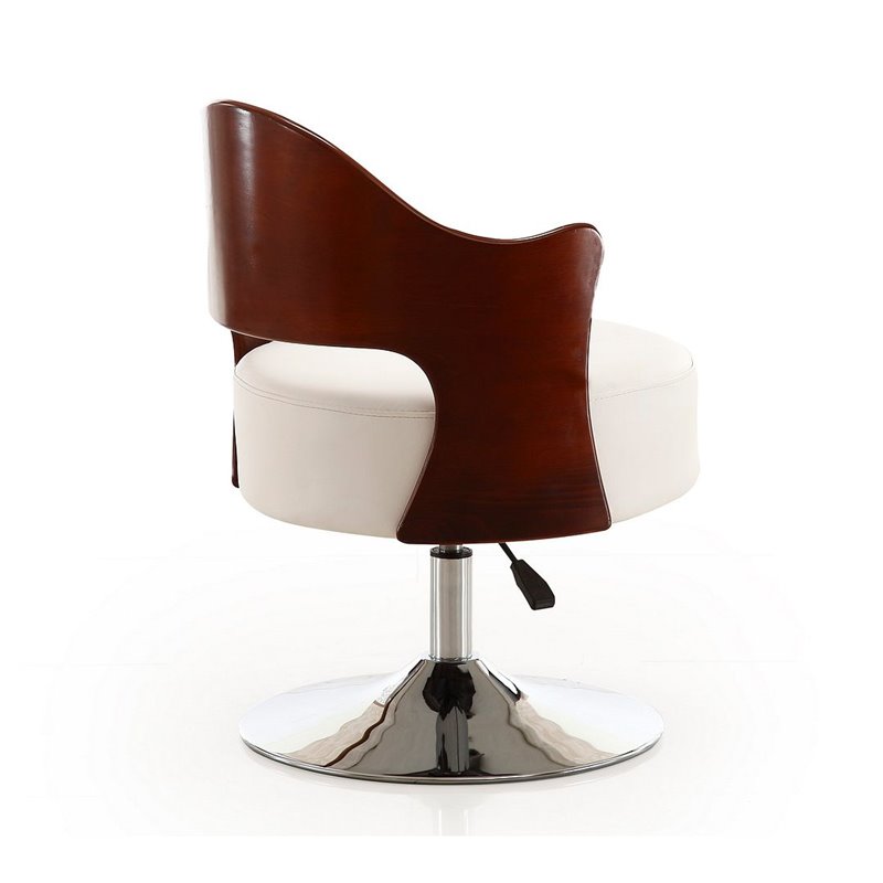 Manhattan Comfort Bopper Faux Leather Adjustable Height Accent Chair in White