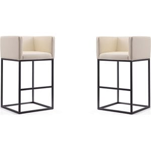 Manhattan Comfort Embassy 29&quot Faux Leather Barstool in Cream (Set of 2)