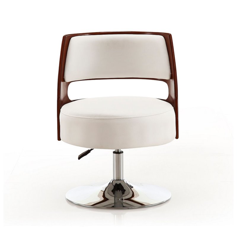 Manhattan Comfort Salon Faux Leather Height Adjustable Accent Chair in White