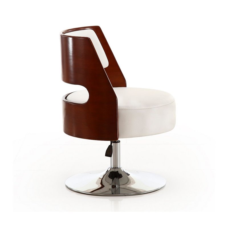 Manhattan Comfort Salon Faux Leather Height Adjustable Accent Chair in White