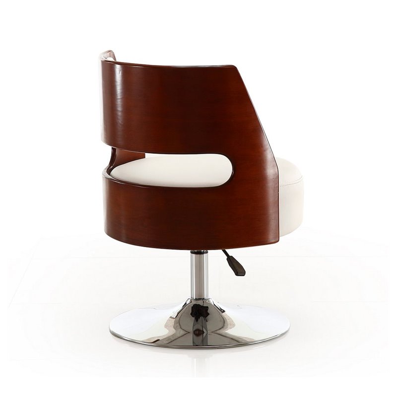 Manhattan Comfort Salon Faux Leather Height Adjustable Accent Chair in White