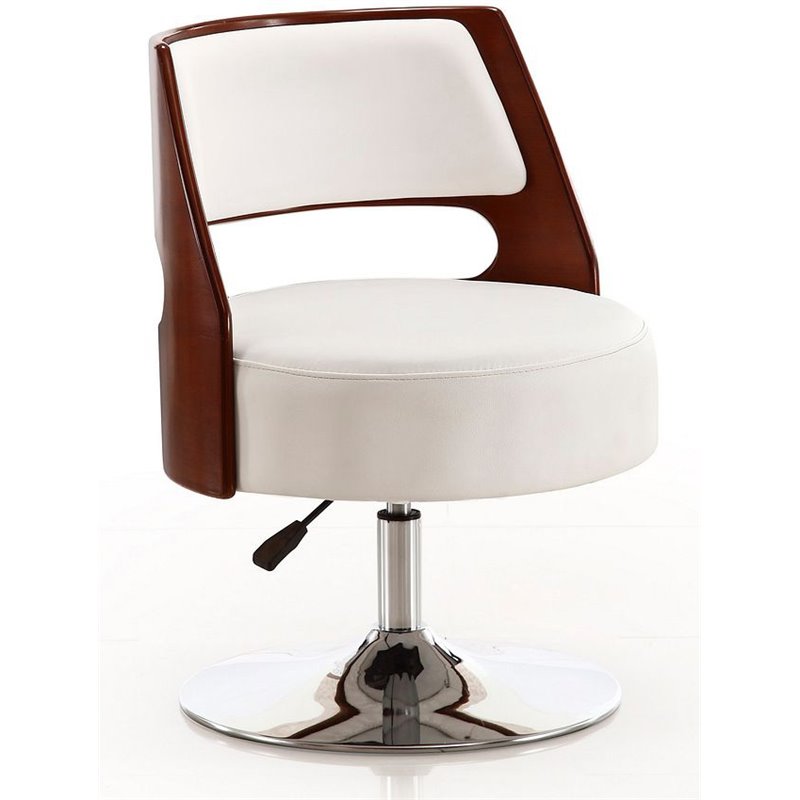 Manhattan Comfort Salon Faux Leather Height Adjustable Accent Chair in White