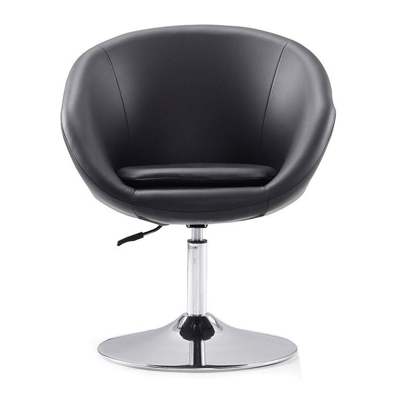 Manhattan Comfort Hopper Faux Leather Height Adjustable Chair in Black