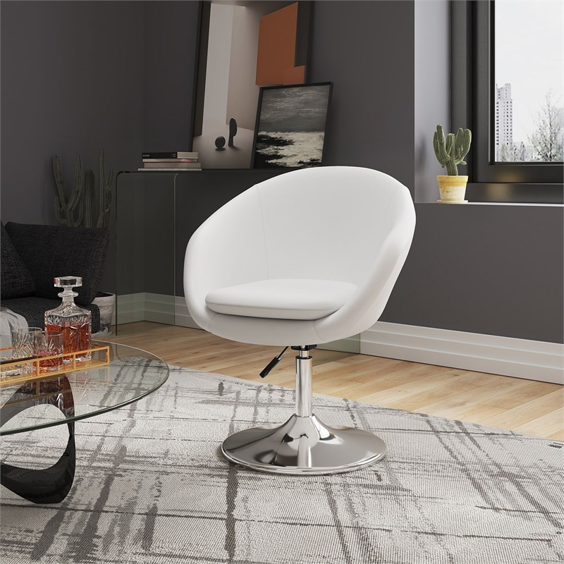 Manhattan Comfort Hopper Faux Leather Height Adjustable Chair in White