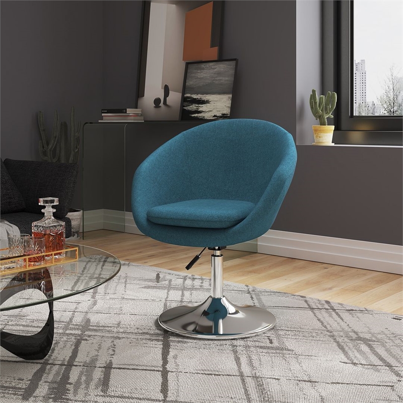 CLIQ Chair（グリーン・ブルー） Qwen Teal Blue Tufted Fabric Accent Arm Chair | Living Spaces