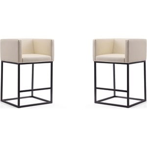 Manhattan Comfort Embassy 25&quot Faux Leather Counter Stool in Cream (Set of 2)