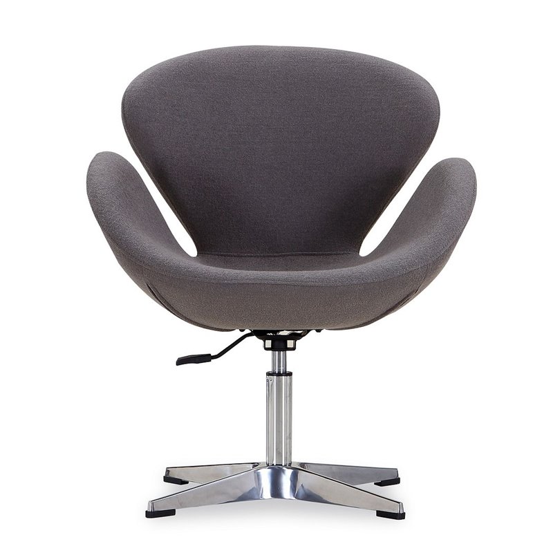 Manhattan Comfort Raspberry Fabric Height Adjustable Chair in Gray