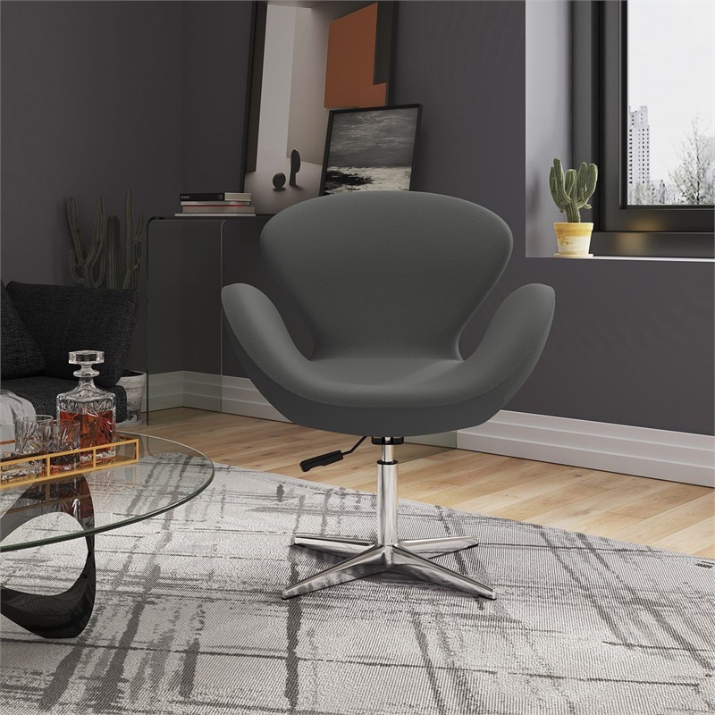 Manhattan Comfort Raspberry Fabric Height Adjustable Chair in Gray