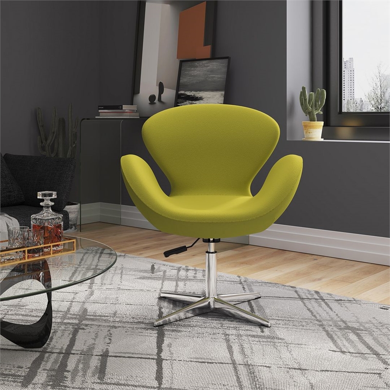 Manhattan Comfort Raspberry Fabric Height Adjustable Chair in Green