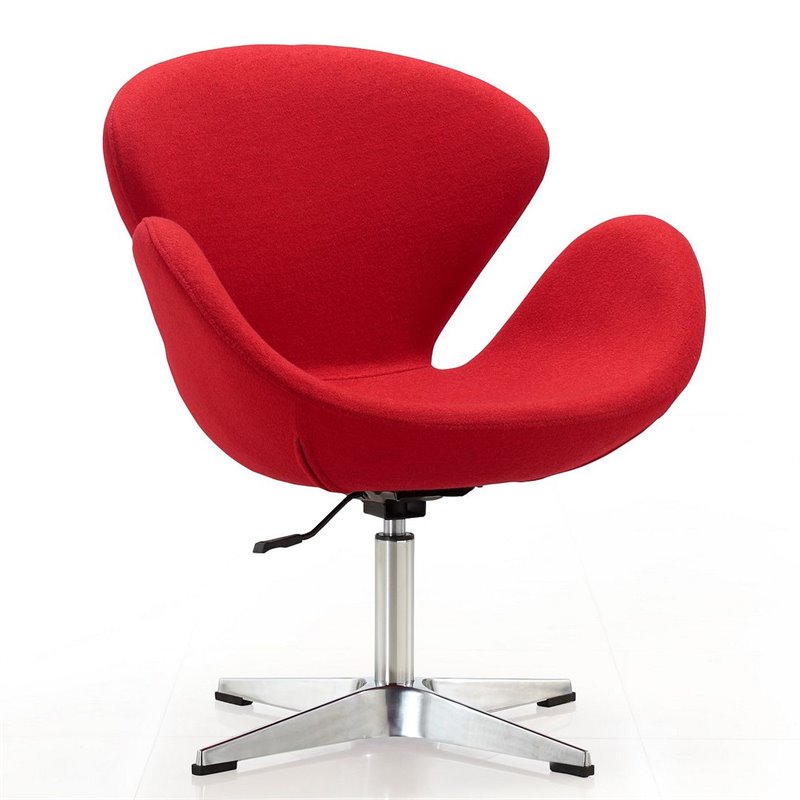 Manhattan Comfort Raspberry Fabric Height Adjustable Chair in Red