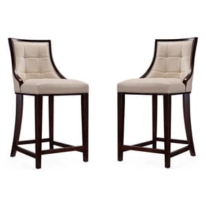 Manhattan Comfort Fifth 26&quot Faux Leather Counter Stool in Cream (Set of 2)