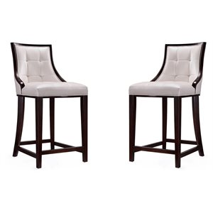 Manhattan Comfort Fifth 26&quot Faux Leather Counter Stool in White (Set of 2)