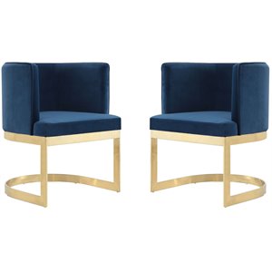 Manhattan Comfort Aura 18.9&quot Velvet Dining Chair in Royal Blue (Set of 2)