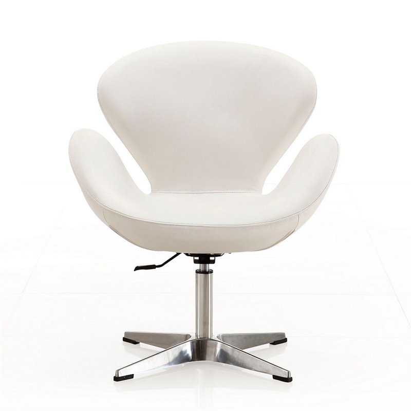Manhattan Comfort Raspberry Faux Leather Height Adjustable Chair in White