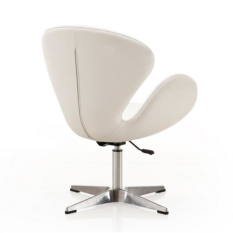 Manhattan Comfort Raspberry Faux Leather Height Adjustable Chair in White
