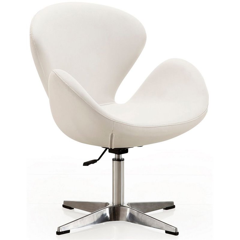 Manhattan Comfort Raspberry Faux Leather Height Adjustable Chair in White