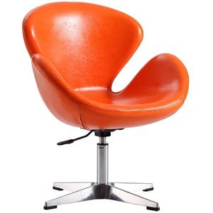 Manhattan Comfort Raspberry Faux Leather Height Adjustable Chair in Orange