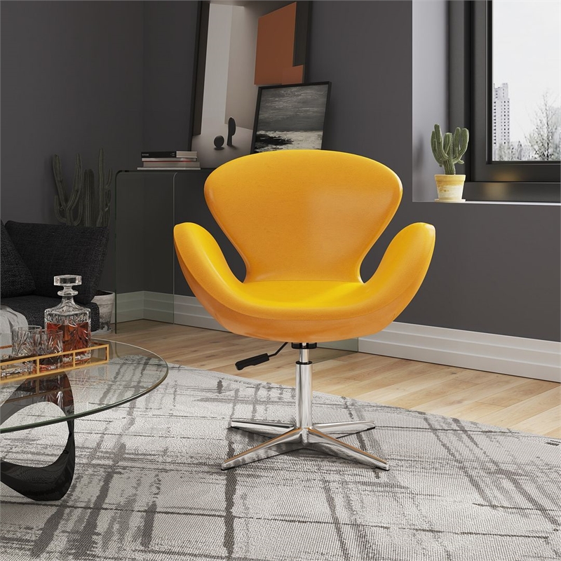 Manhattan Comfort Raspberry Faux Leather Height Adjustable Chair in Yellow
