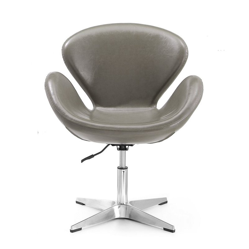 Manhattan Comfort Raspberry Faux Leather Height Adjustable Chair in Pebble