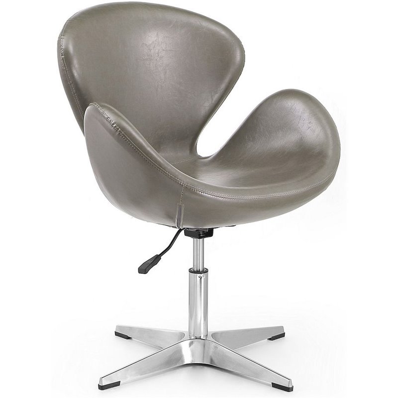 Manhattan Comfort Raspberry Faux Leather Height Adjustable Chair in Pebble