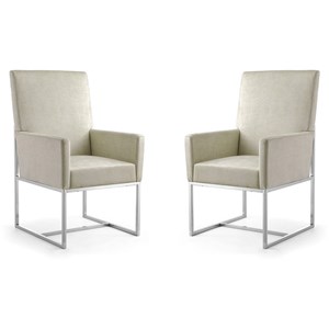 Manhattan Comfort Element 18.9&quot Velvet Dining Armchair in Off White (Set of 2)