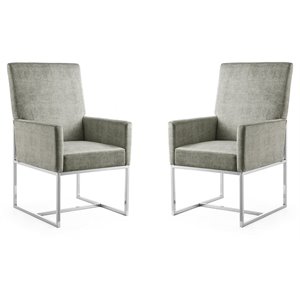element velvet 2 pc. dining armchair set in steel gray