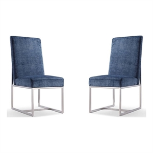 element velvet 2 pc. dining armchair set in blue