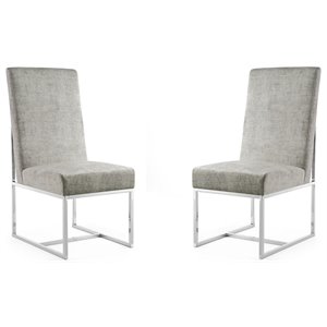 element velvet 2 pc. dining armchair set in steel gray