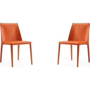 paris leather 4 pc. dining chair set in coral orange