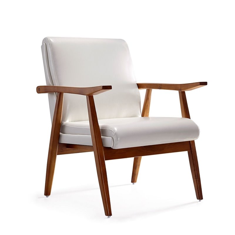 Manhattan Comfort ArchDuke Faux Leather Accent Chair in White/Amber (Set of 2)