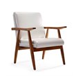 Manhattan Comfort ArchDuke Faux Leather Accent Chair in White/Amber (Set of 2)