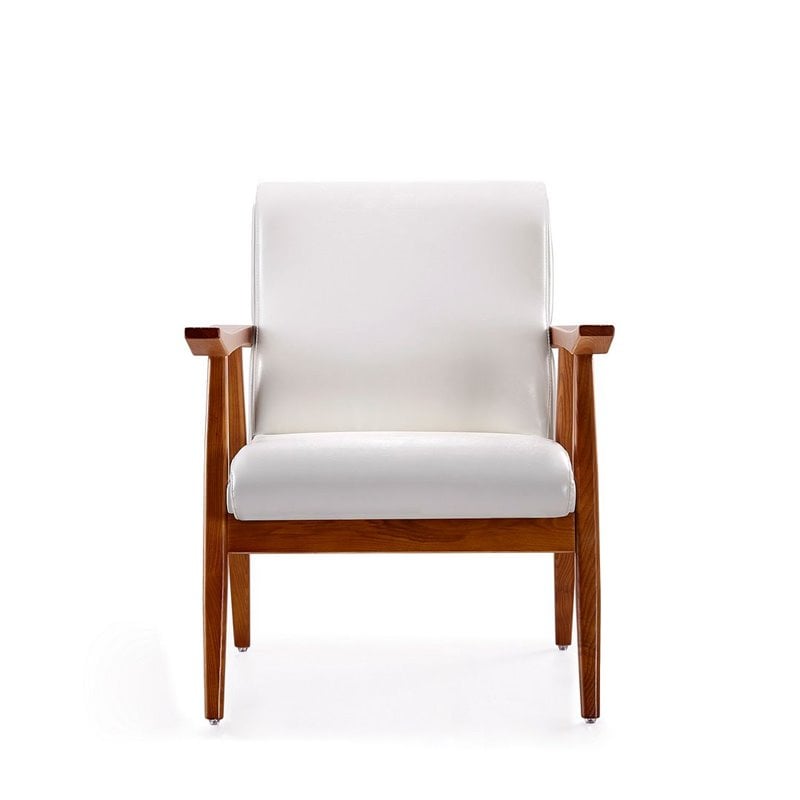 Manhattan Comfort ArchDuke Faux Leather Accent Chair in White/Amber (Set of 2)