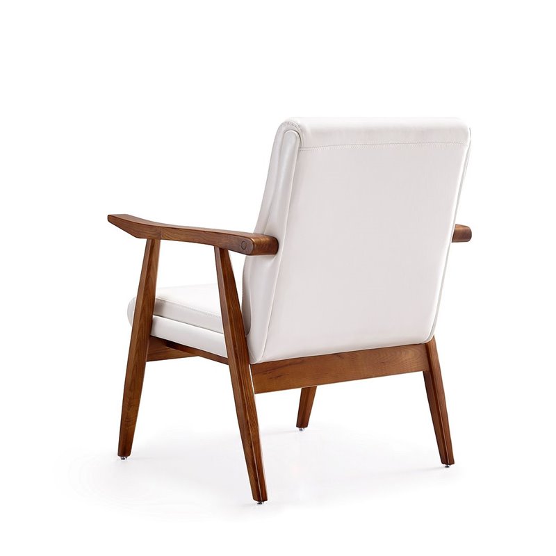 Manhattan Comfort ArchDuke Faux Leather Accent Chair in White/Amber (Set of 2)