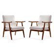 Manhattan Comfort ArchDuke Faux Leather Accent Chair in White/Amber (Set of 2)
